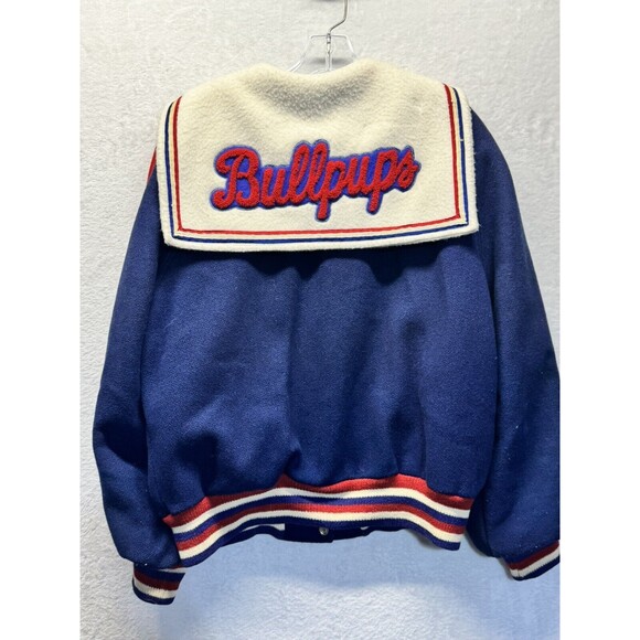 Vintage Varsity Cheerleader Butwin Blue‎ Red White Jacket "Bullpups" Sz Large(?) - Picture 2 of 10